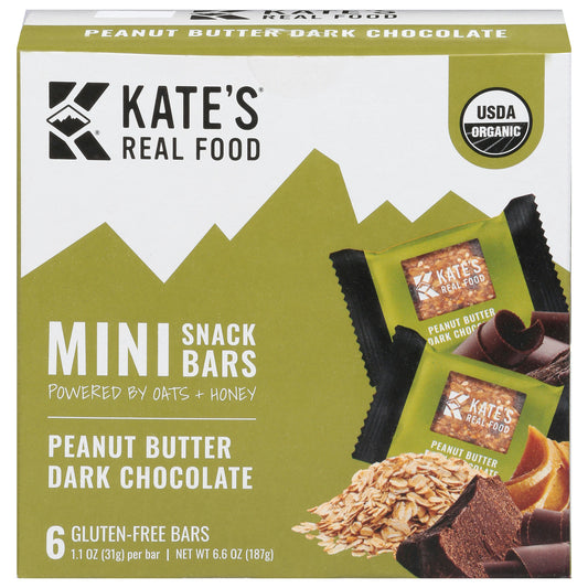 Kate's Real Food Peanut Butter Dark Chocolate Bars 6.6 Oz Pack of 8