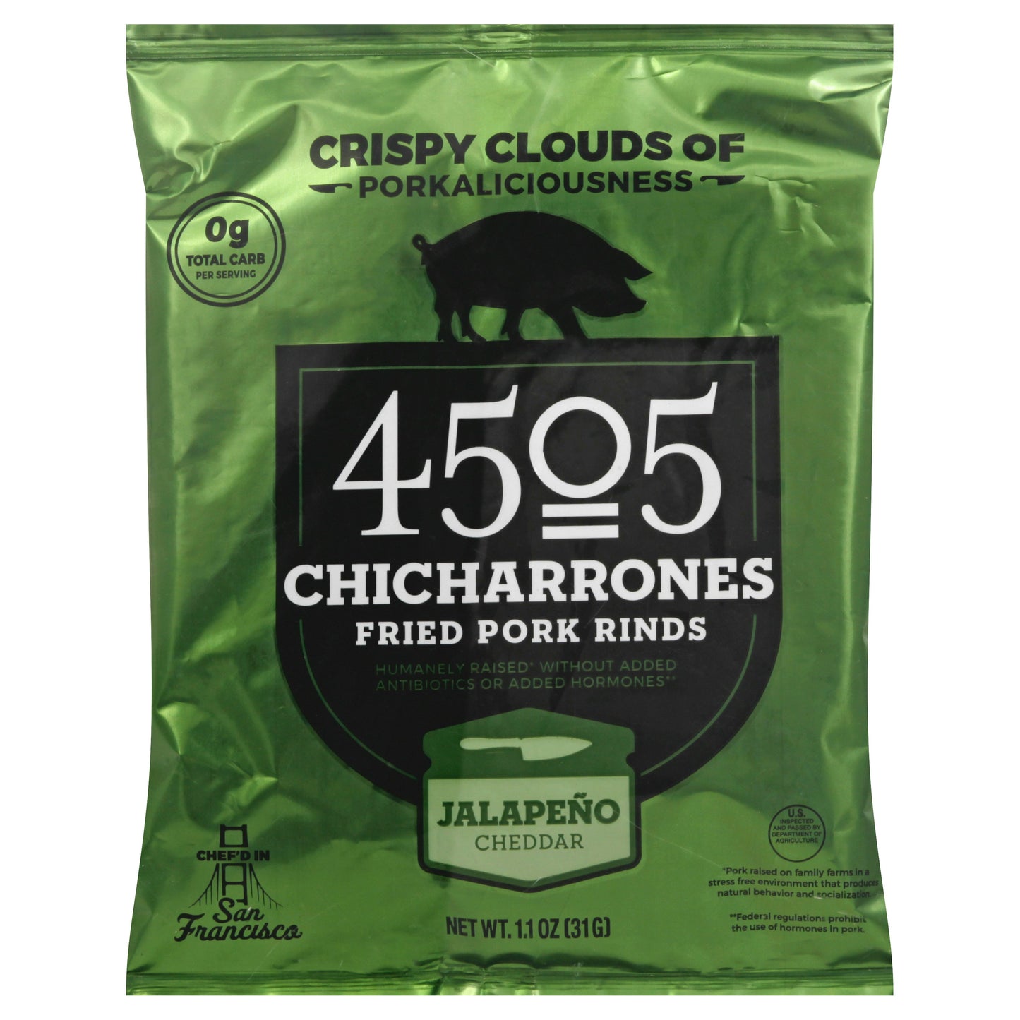 4505 Meats Chicharrones Jalapeno Cheddar 1 Oz Pack of 12