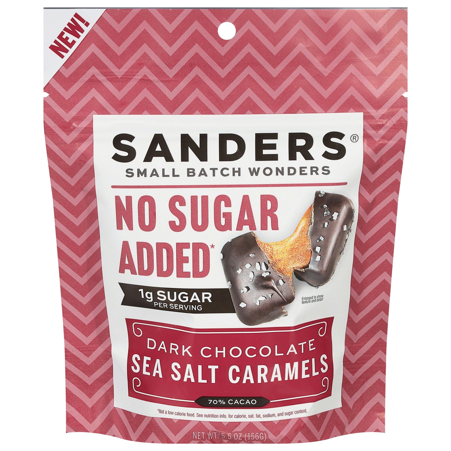 Sanders Caramels Dark Chocolate Sea Salt No Sugar 5.5 Oz (Pack of 6)