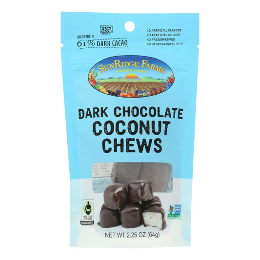 Sunridge Farm Chews Coconut Dark Chocolate 2.25 Oz (Pack of 8)