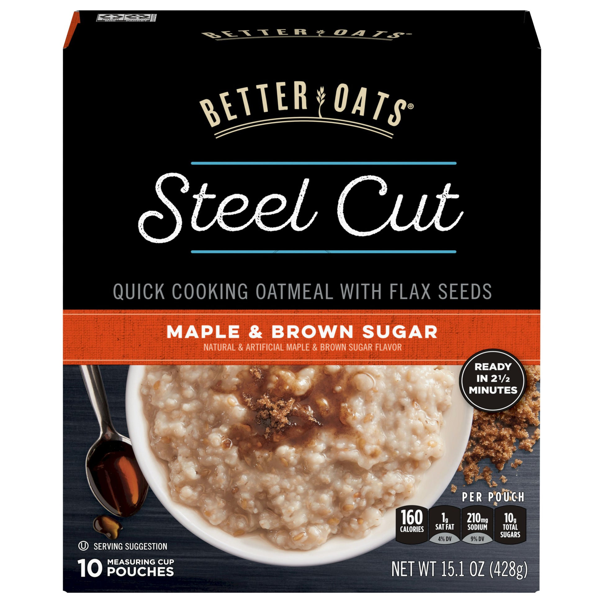 Better Oats Oats Steel Maple & Brown Sugar 15.1 Oz Pack of 6