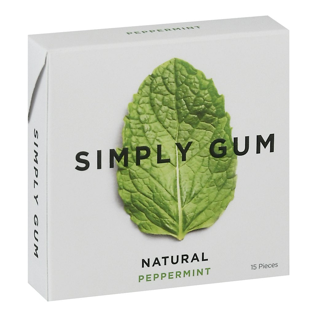 Simplygum Gum Peppermint Natural 15 Pieces (Pack of 12)