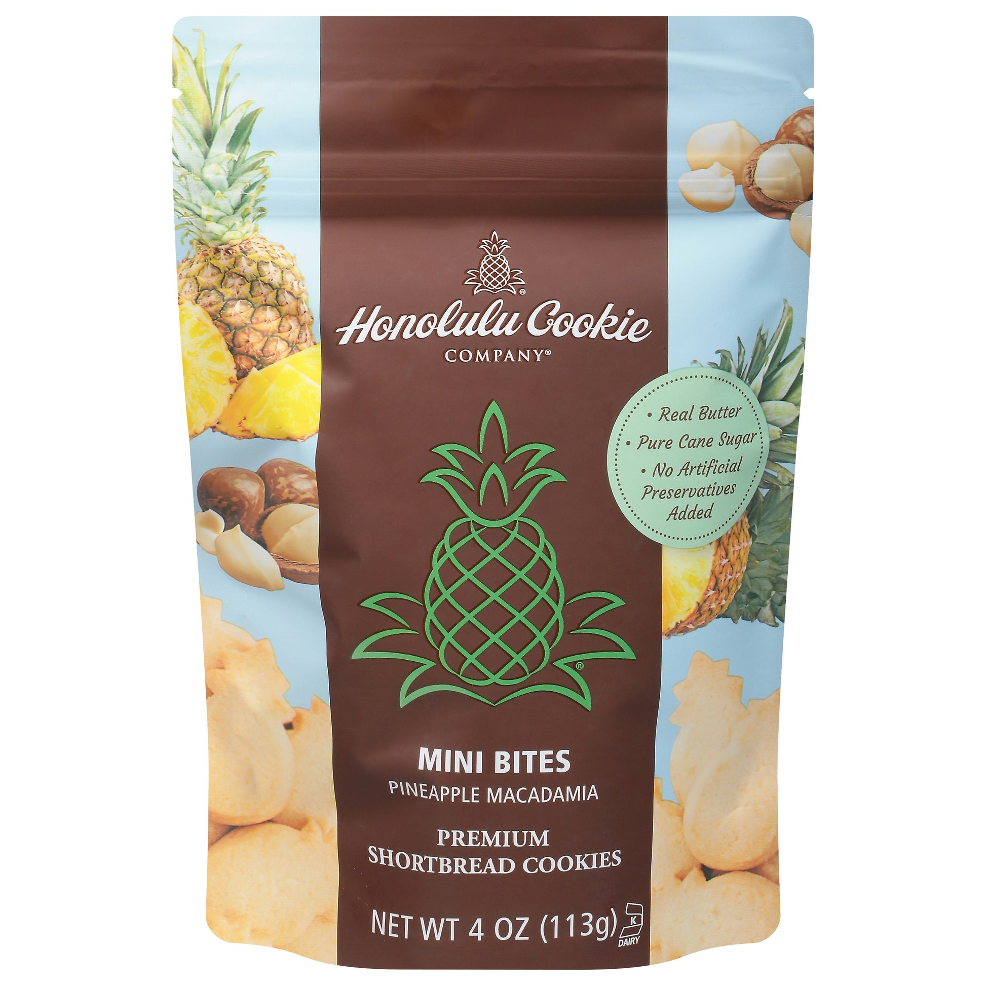 Honolulu Cookie Company Pineapple Macadamia Shortbread - 4 Oz (Pack of 8)