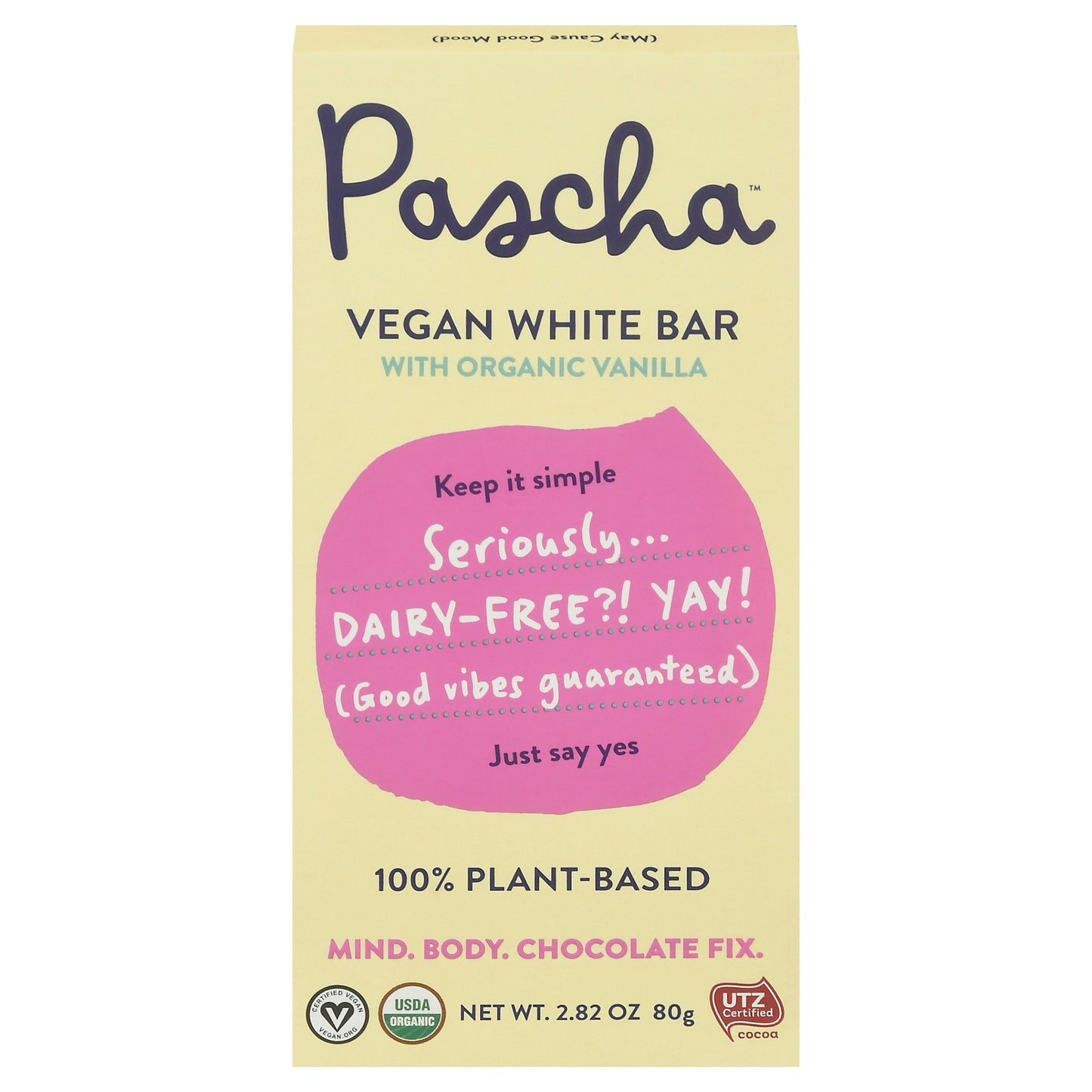 Pascha Chocolate Bar White Vegan 2.82 Oz (Pack of 10)