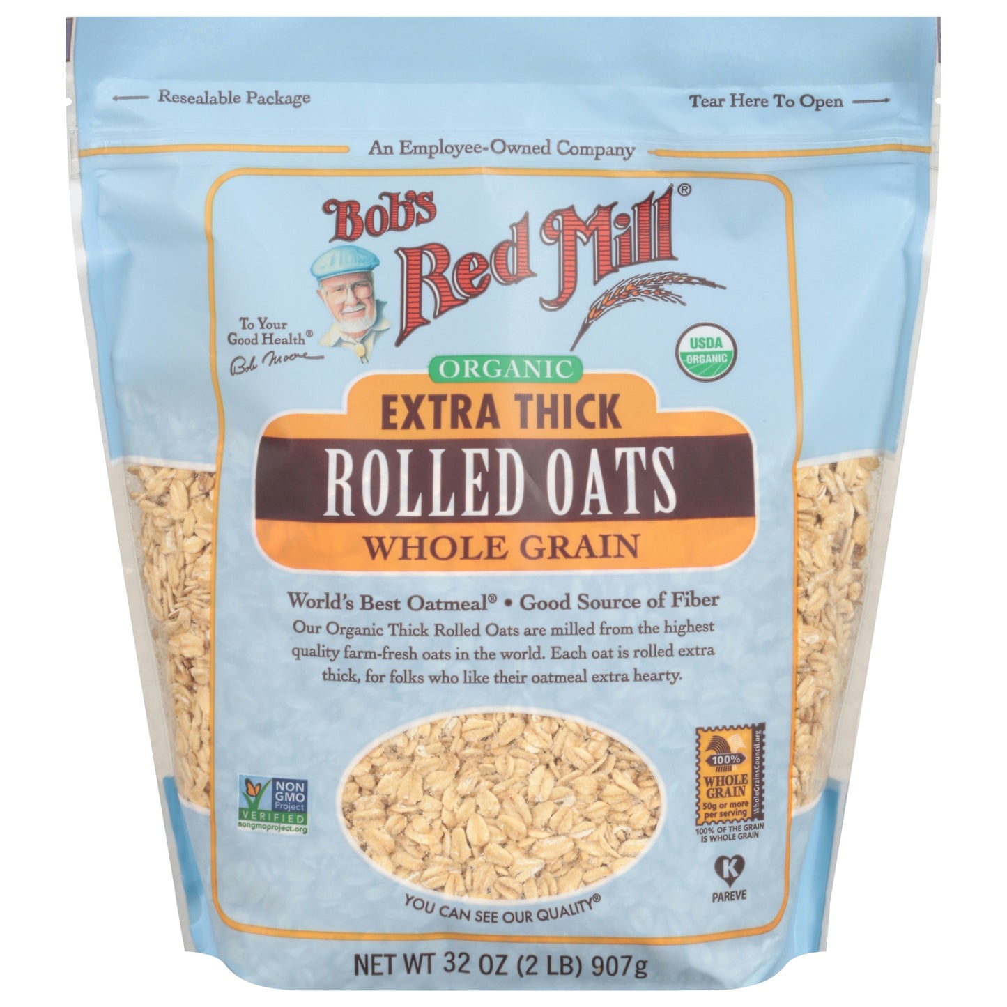 Bobs Red Mill Oats Rolled Extra Thick Org 32 oz (Pack of 4)