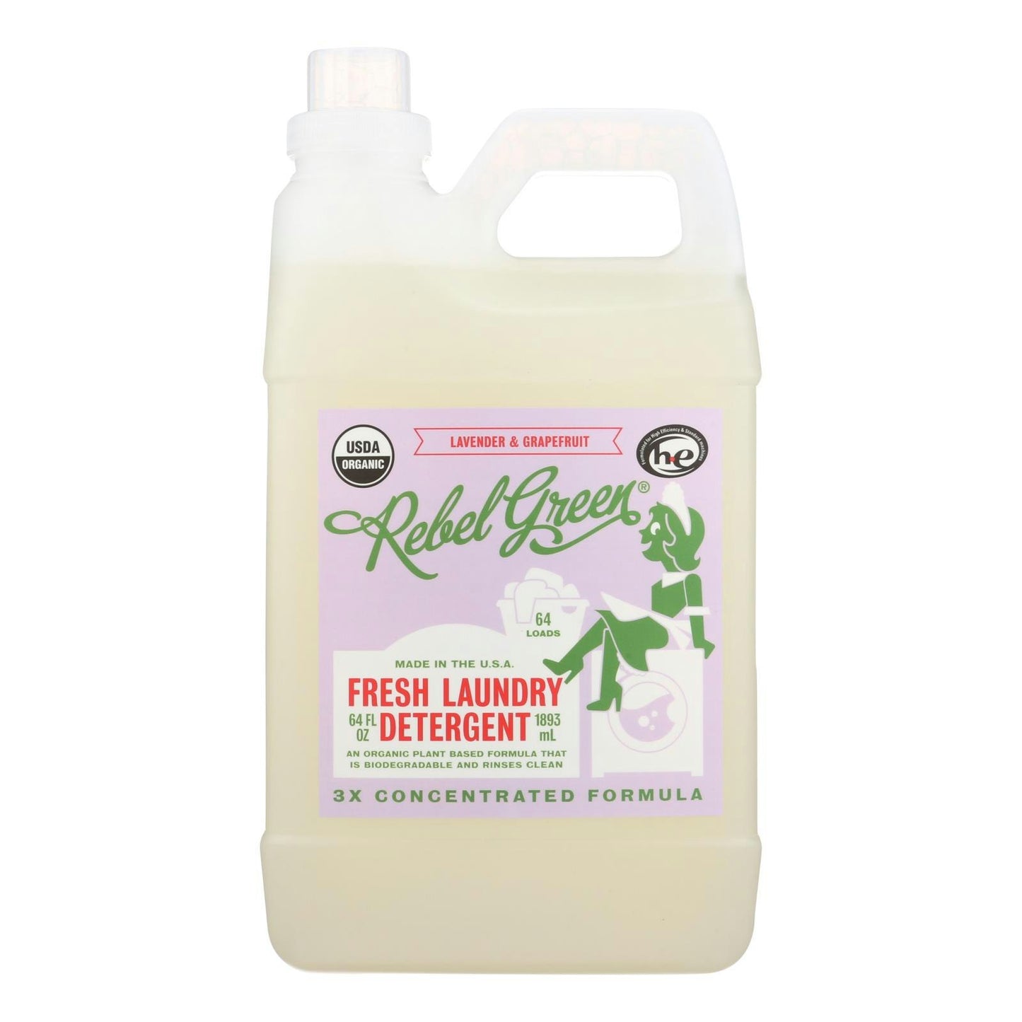 Rebel Green Laundry Detergent - Lavender and Grapefruit 64 fl. oz (Pack of 4)