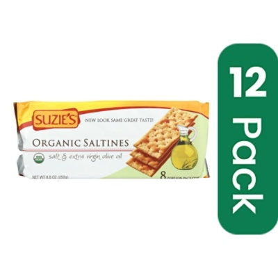 Suzie's Organic Saltines - Salt and Extra Virgin Olive Oil - 8.8 oz (Pack of 12)