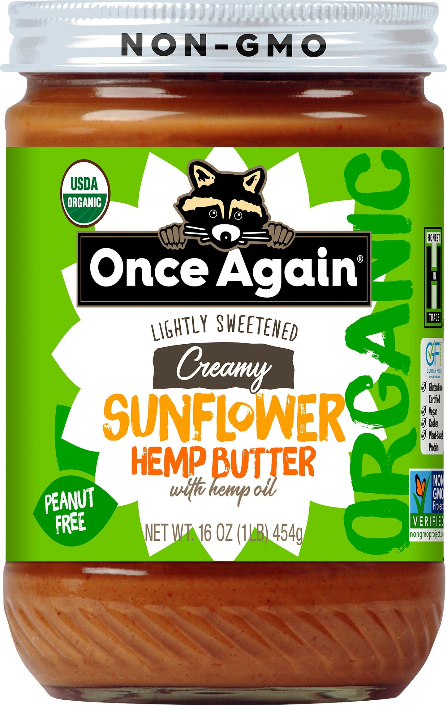 Once Again Butter Sunflower Hemp Organic 16 Oz Pack of 6