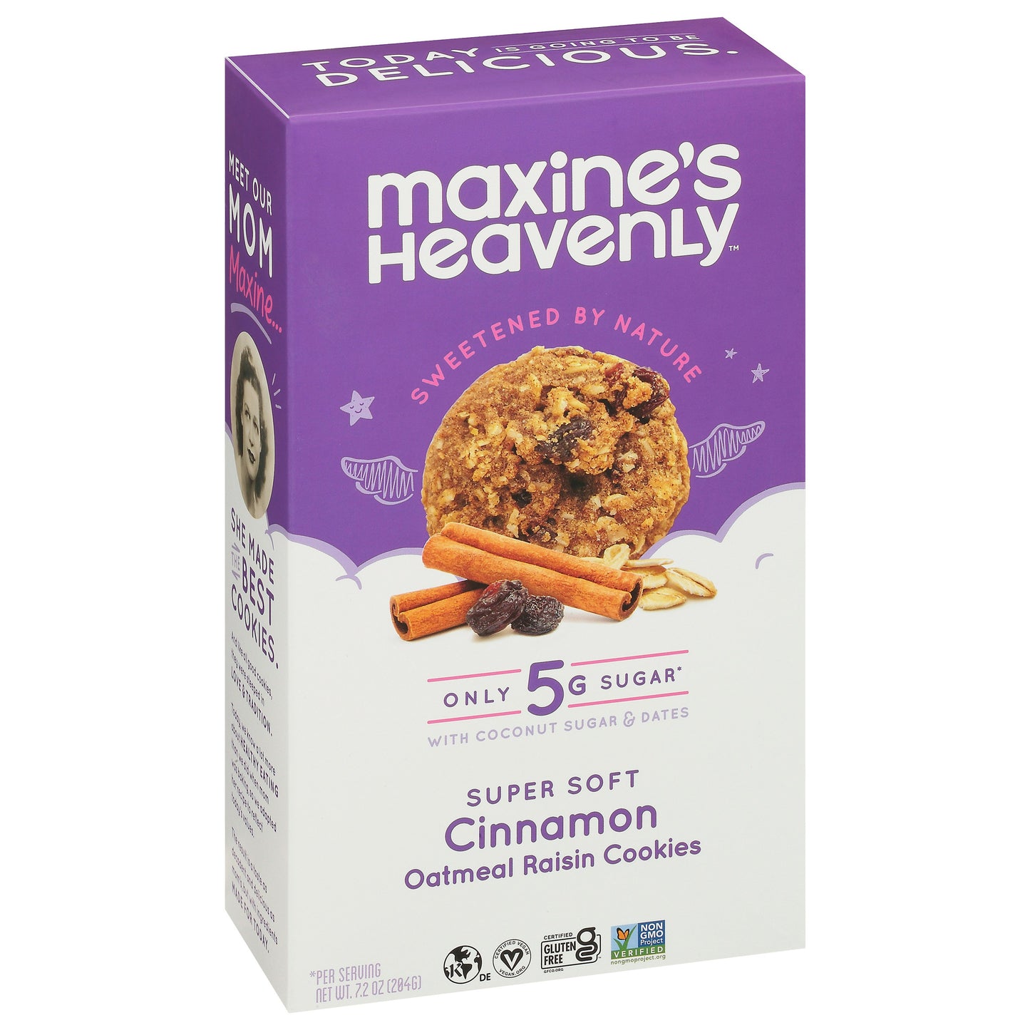 Maxines Heavenly Cookie Raisin Cinnamon Oatmeal 7.2 Oz Pack of 8