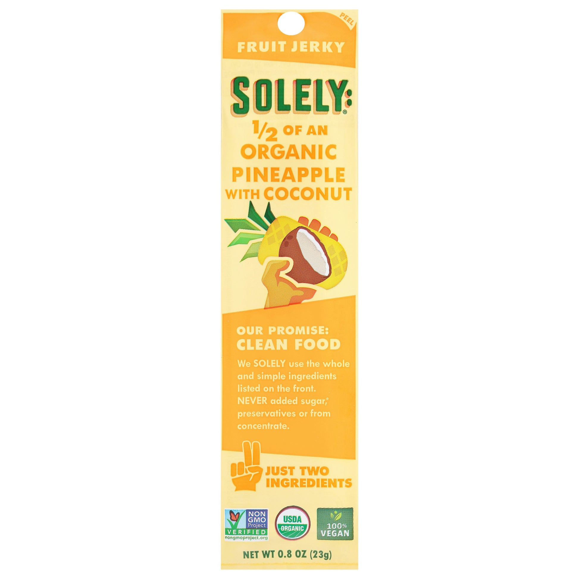 Solely Jerky Pineapple Coconut Organic 0.8 oz (Pack of 12)