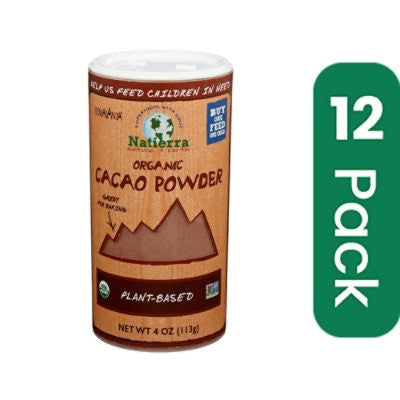 Natierra Organic Cacao Powder - 4 Ounce (Pack of 12)