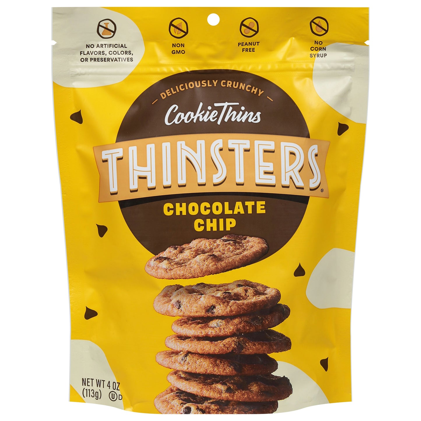 Thinsters Cookie Thin Chocolate Chip 4 oz (Pack of 12)