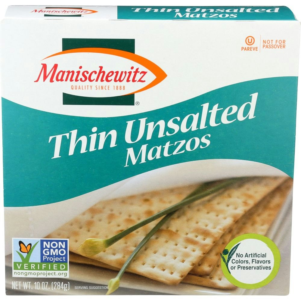 Manischewitz Thin Unsalted Matzo 10 Oz Pack of 12