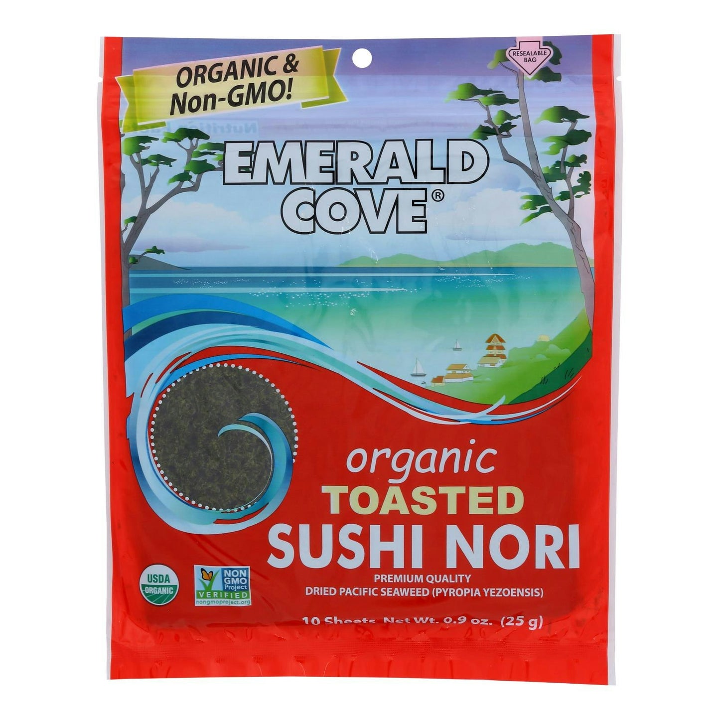 Emerald Cove Sushi Nori Organic Pacific 10 Count 10 Pc Pack of 6