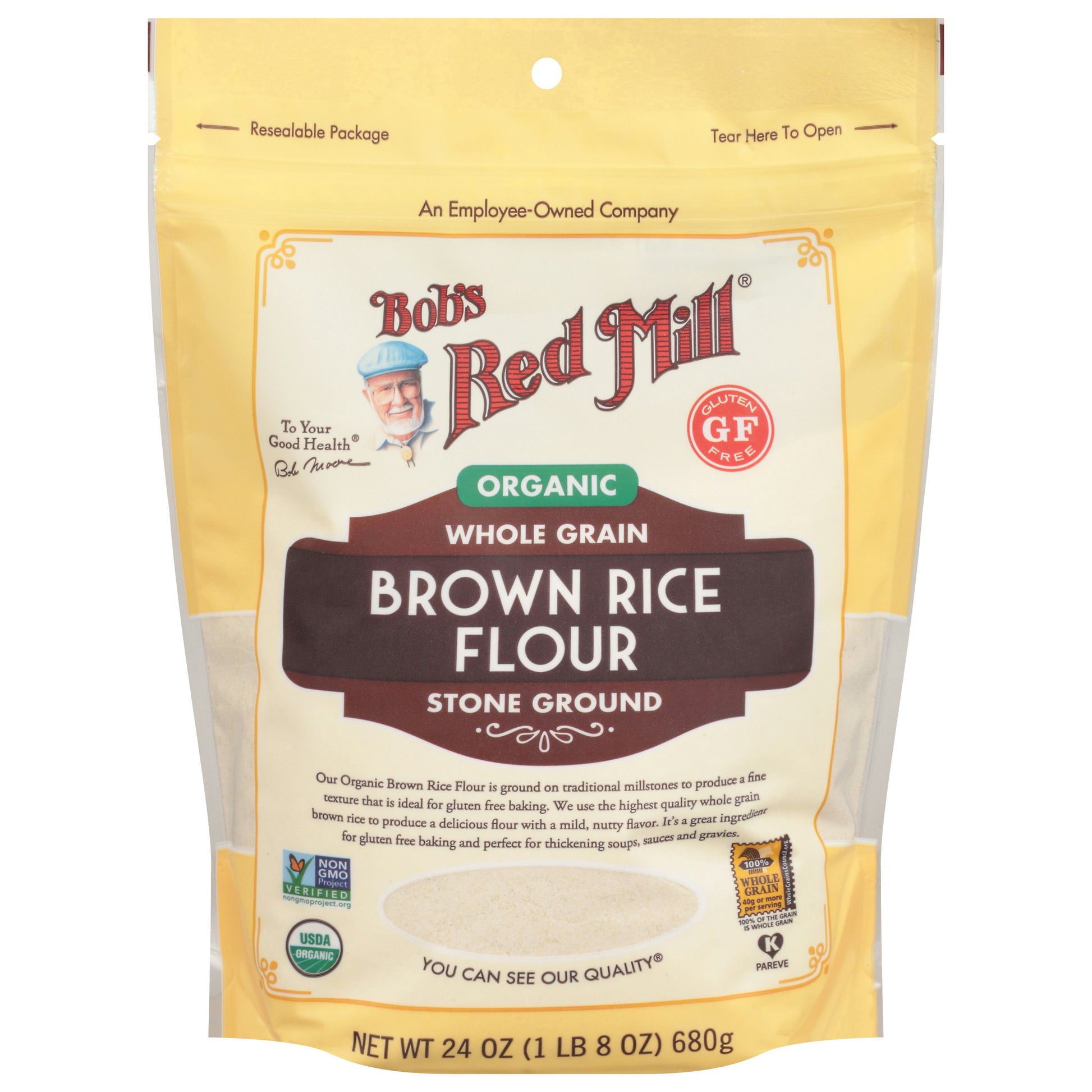 Bobs Red Mill Flour Rice Brown Org 24 oz (Pack of 4)