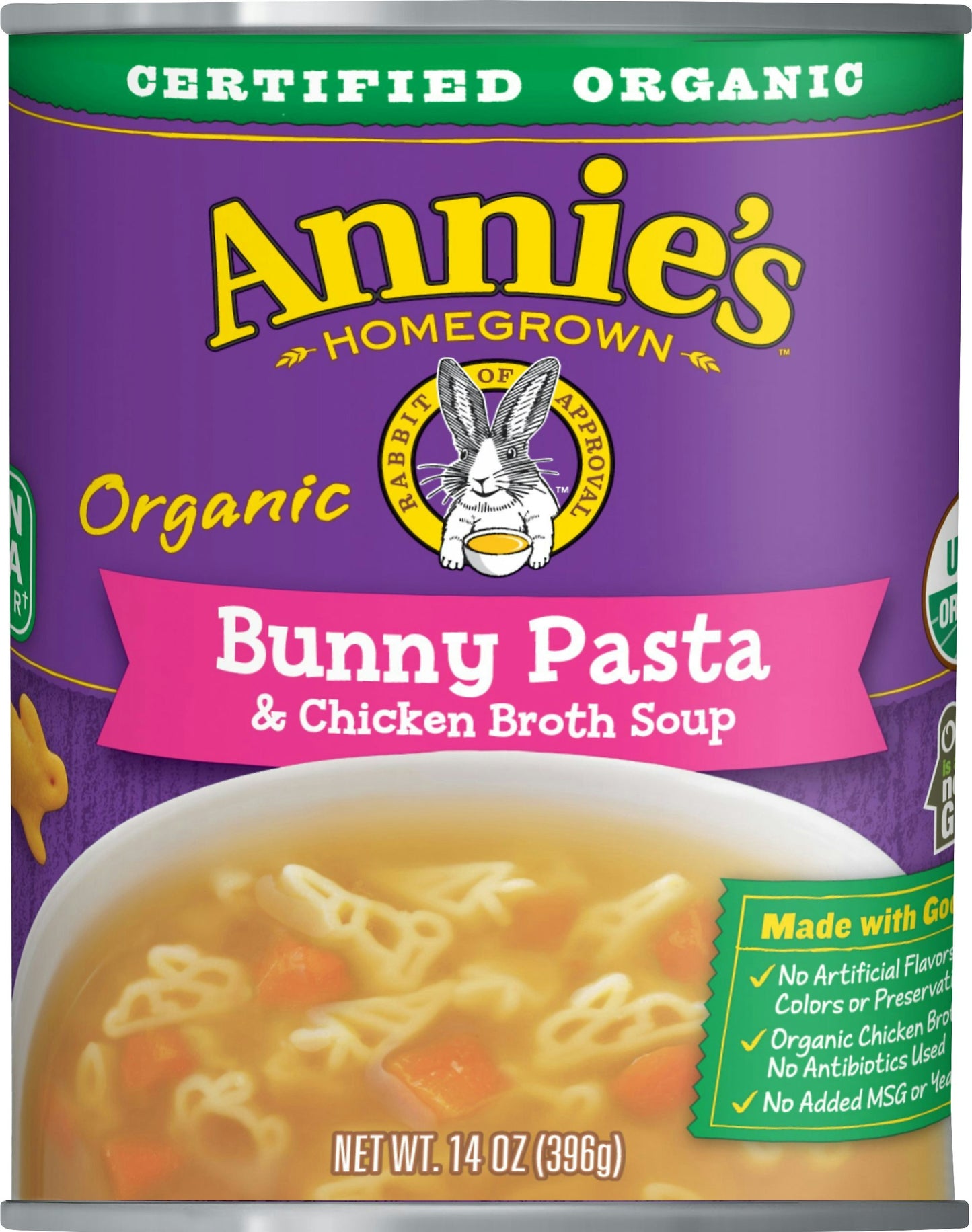 Annies Homegrown Soup Bunny Pasta Chicken Broth 14 Oz Pack of 8