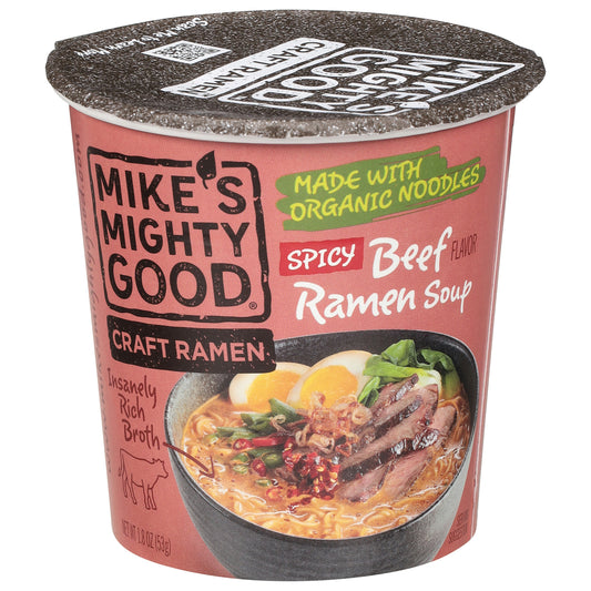 Mikes Mighty Good Soup Cup Beef Spicy Organic 1.8 oz (Pack of 6)