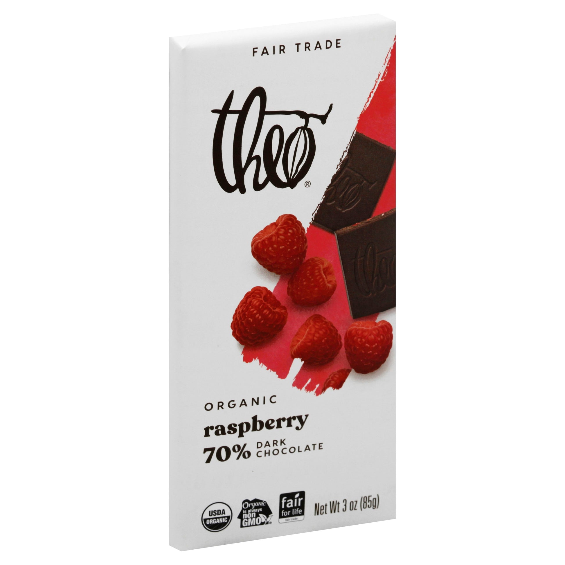 Theo Chocolate Bar Dark Raspberry Organic 3 oz (Pack of 12)