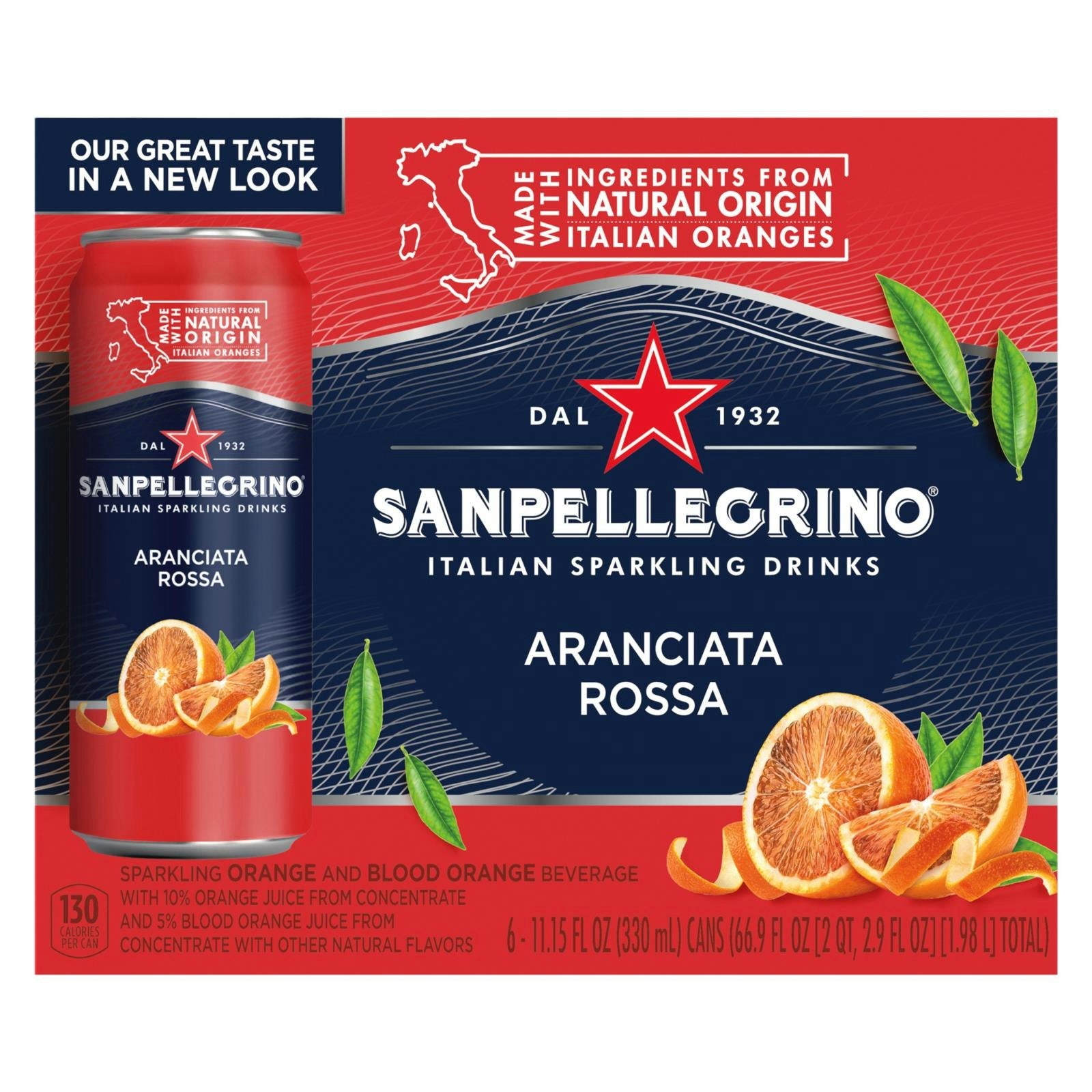 San Pellegrino - Sparkling Beverage Aranciata Rossa - 11.15Z, 6 Per Pack (4 Packs Total)