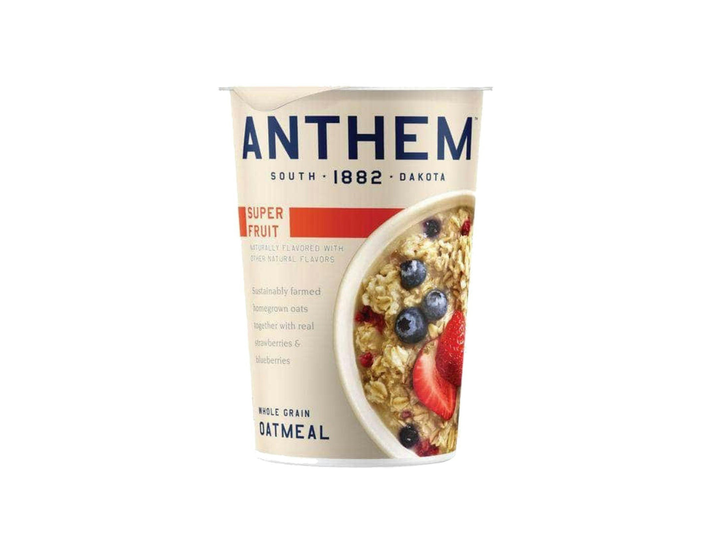 Anthem Oatmeal Cup Whole Grain Super Fruit 3.25 Oz Pack of 6