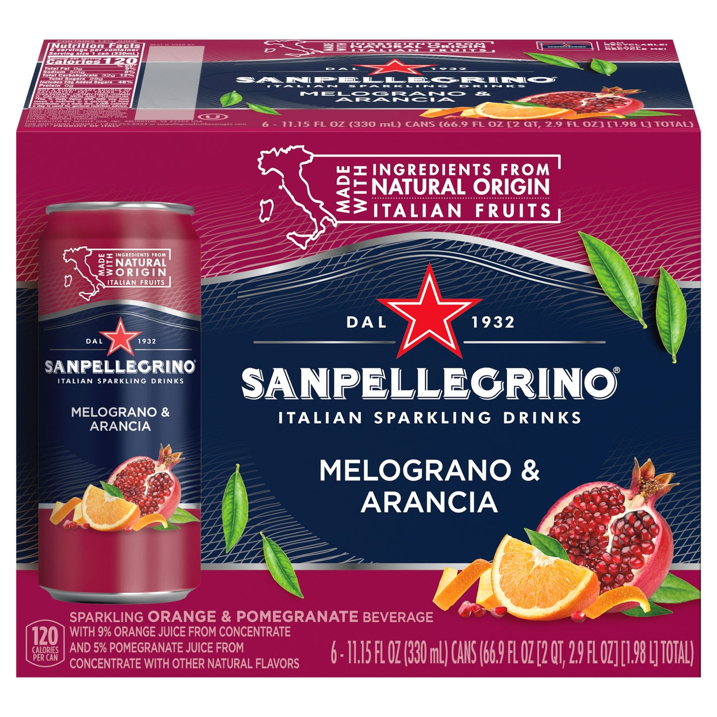 San Pellegrino Beverage Sparkling Melograno 66.9 FO (Pack of 4)