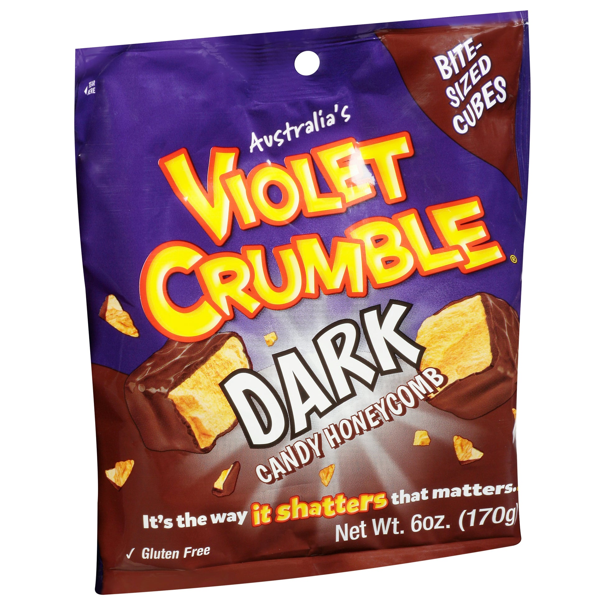 Violet Crumble Candy Dark Chocolate Cubes Bites 6 Oz (Pack of 8)