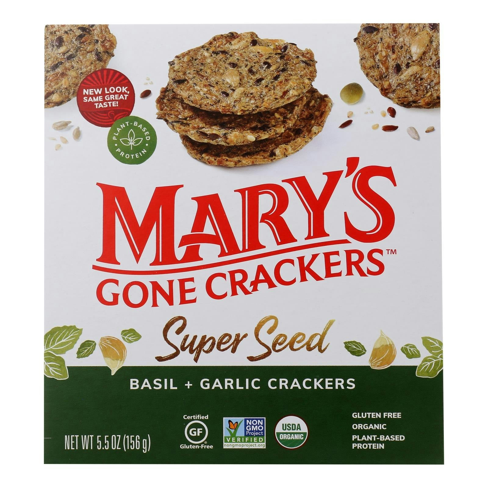 Mary's Gone Crackers Super Seed Organic Basil & Garlic - 5.5 oz (Pack of 6)