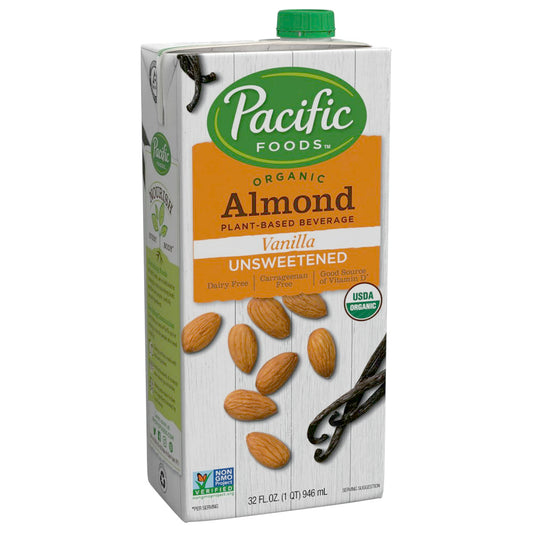 Pacific Foods Beverage Almond Unsweetened Vanilla Organic Gluten Free 32 Fo Pack of 12