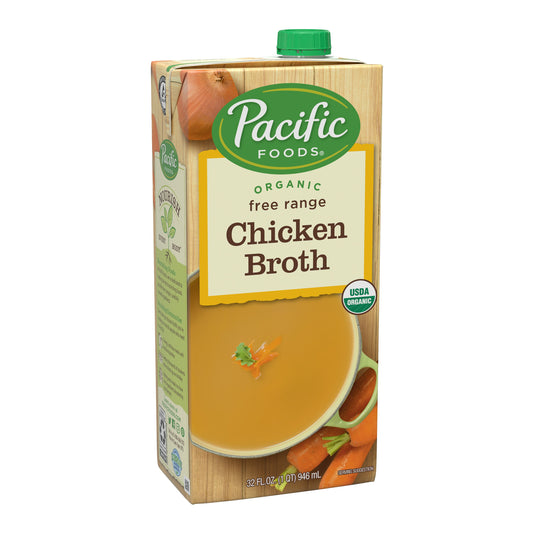 Pacific Foods Broth Chicken Frange Organic Gluten Free 32 oz (Pack of 12)