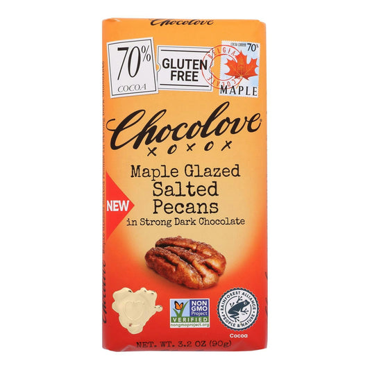 Chocolove - Dark Chocolate Maple Glazed Pecans Bars 3.2 oz (Pack of 12)