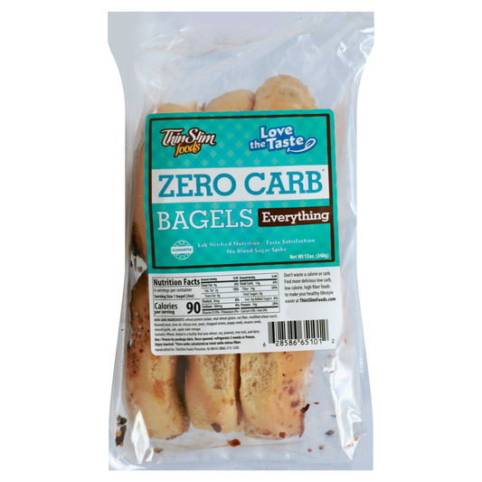 Thinslim Foods Bagels Everything Zero Carb 12 Oz Pack of 6