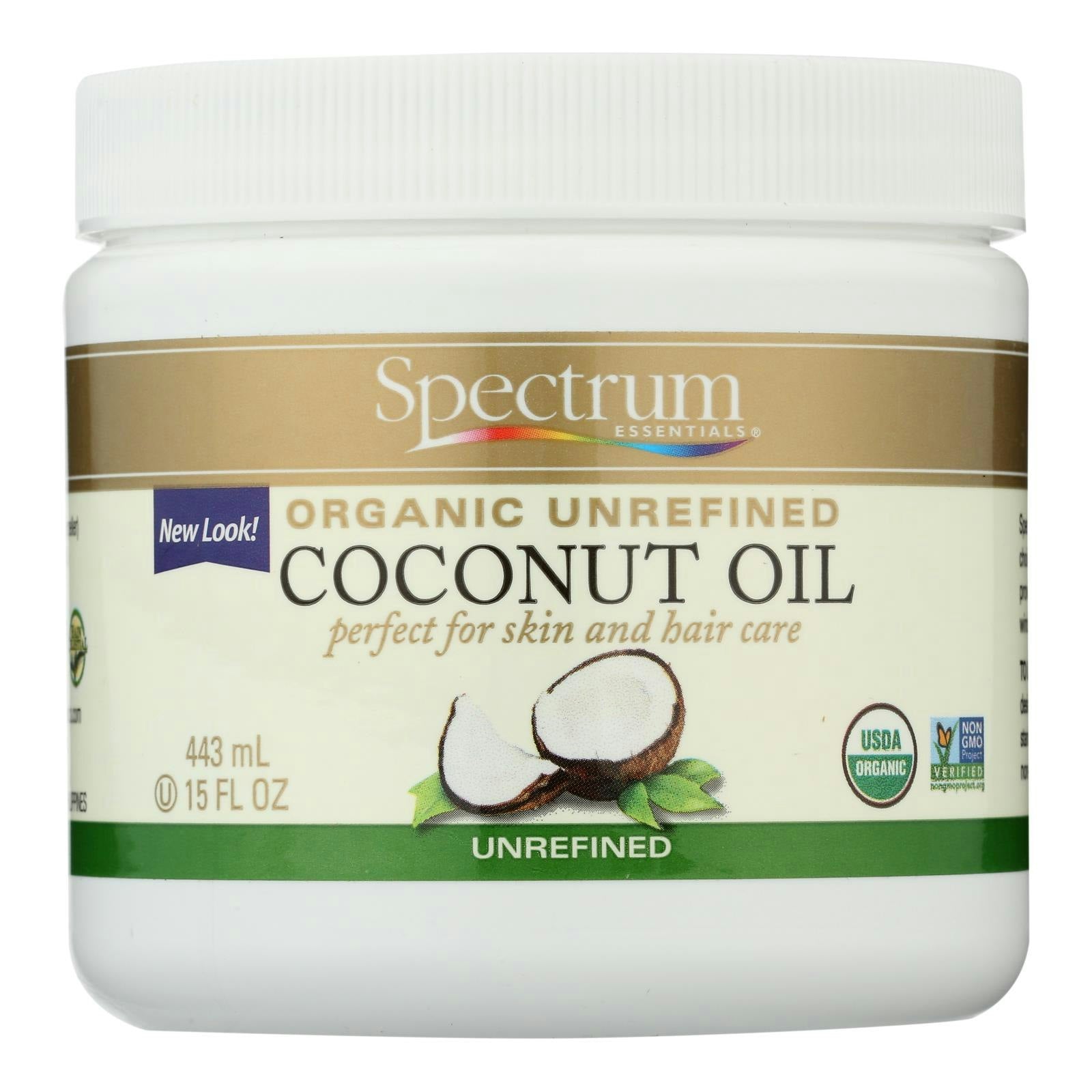 Spectrum Essentials Organic Coconut Oil - Unrefined - 15 oz (Pack of 3)