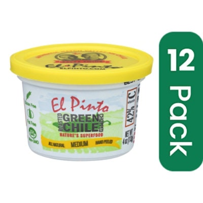 El Pinto Medium Chopped Roasted Hatch Green Chile Salsa - 4 Ounce (Pack of 12)