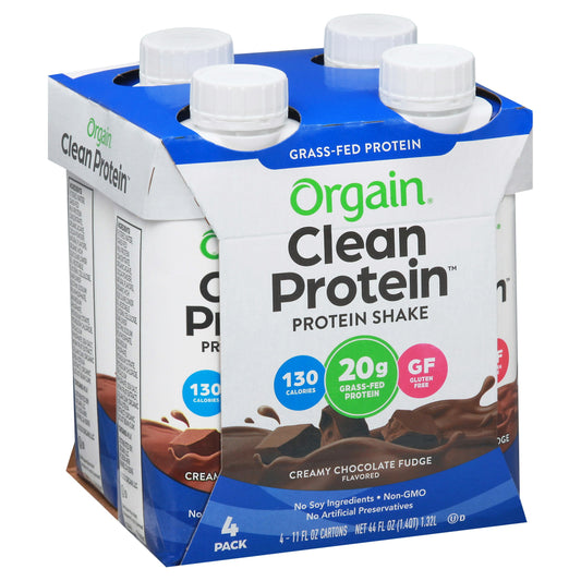 Orgain Protein Grassfed RTD Chocolate 4Pack 44 Fl Oz (Pack of 3)