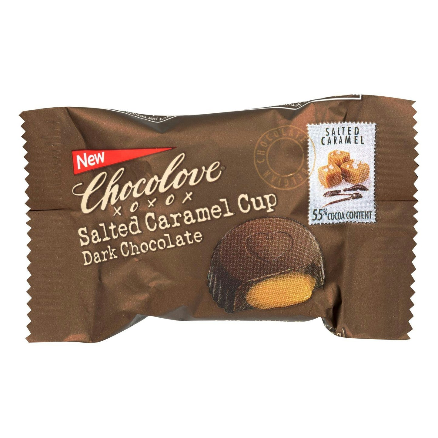 Chocolove Chocolate Dark Salted Caramel Cup 0.6 Oz (Pack of 50)