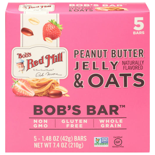 Bobs Red Mill Bar Oat Peanut butter Jelly 5 Pk 7.4 oz (Pack of 6)