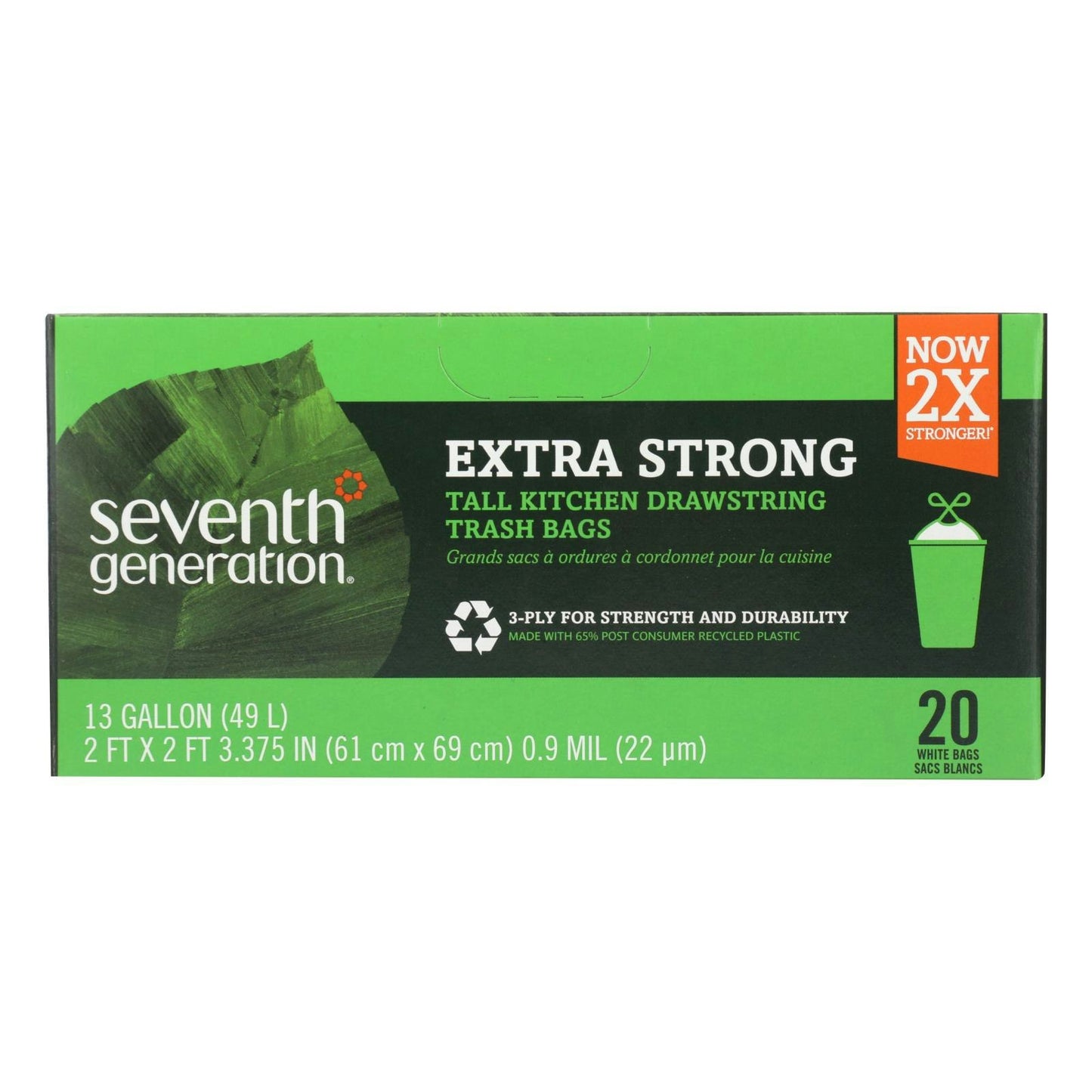 Seventh Generation Extra Strong Tall Kitchen Trash Bags - 13 Gallon 20 Count (Pack of 12)