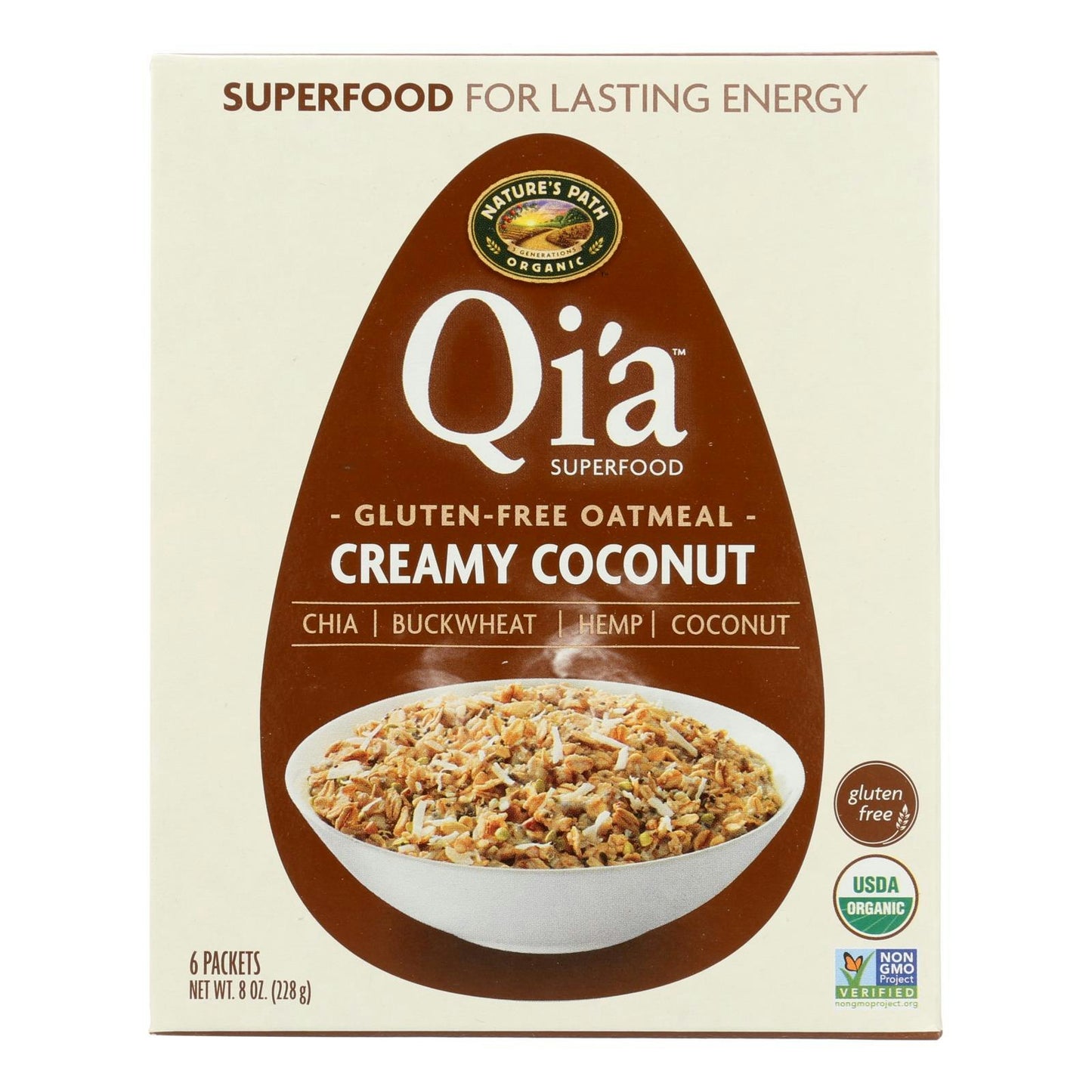 Nature's Path Organic Qia Superfood Creamy Coconut Gluten Free Oatmeal - 8 oz (Pack of 6)