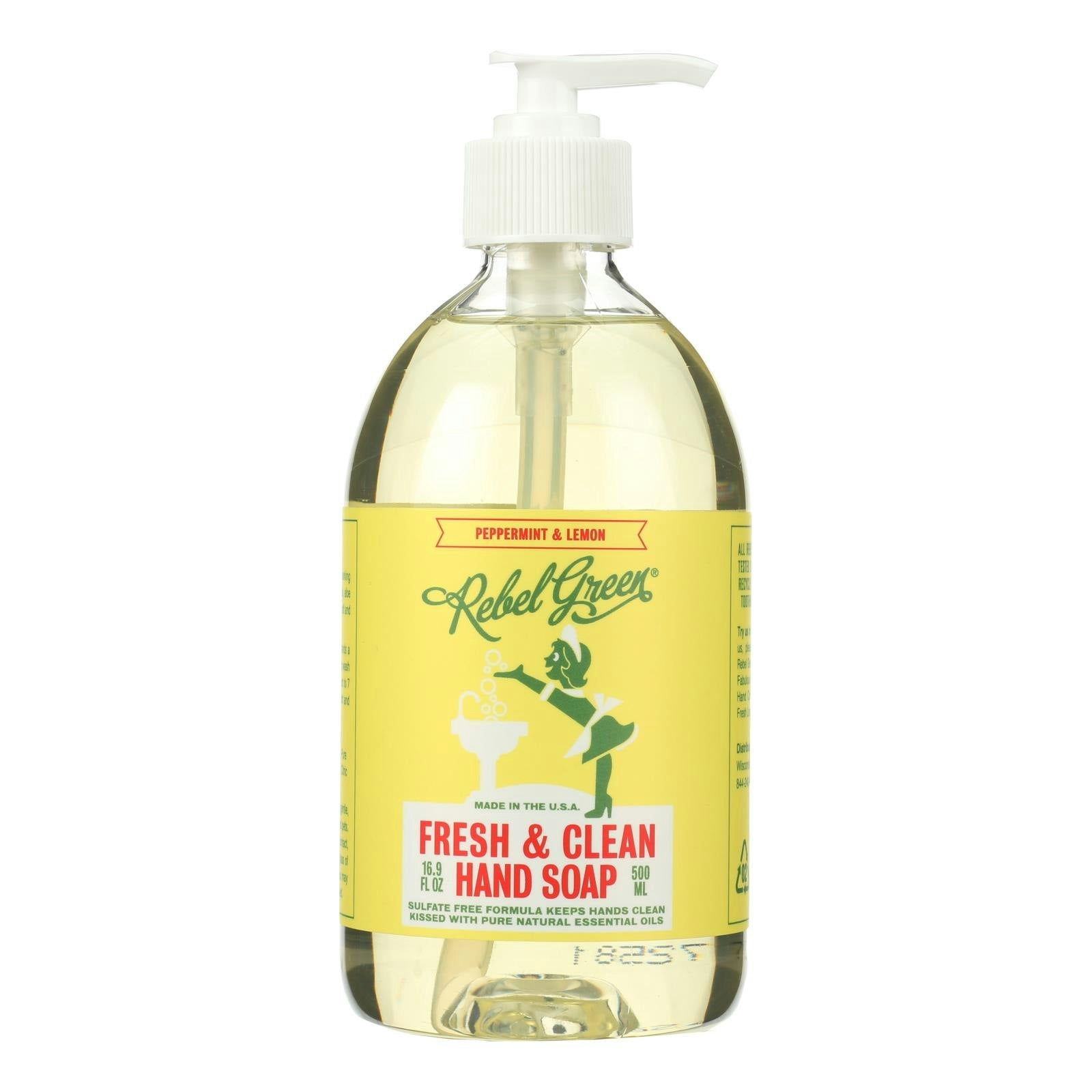 Rebel Green Hand Soap - Peppermint - Lemon 16.9 fl. oz (Pack of 4)