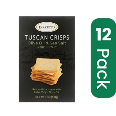 Dolcetto Olive Oil and Sea Salt Tuscan Crisps - 5.3 Ounce (Pack of 12)