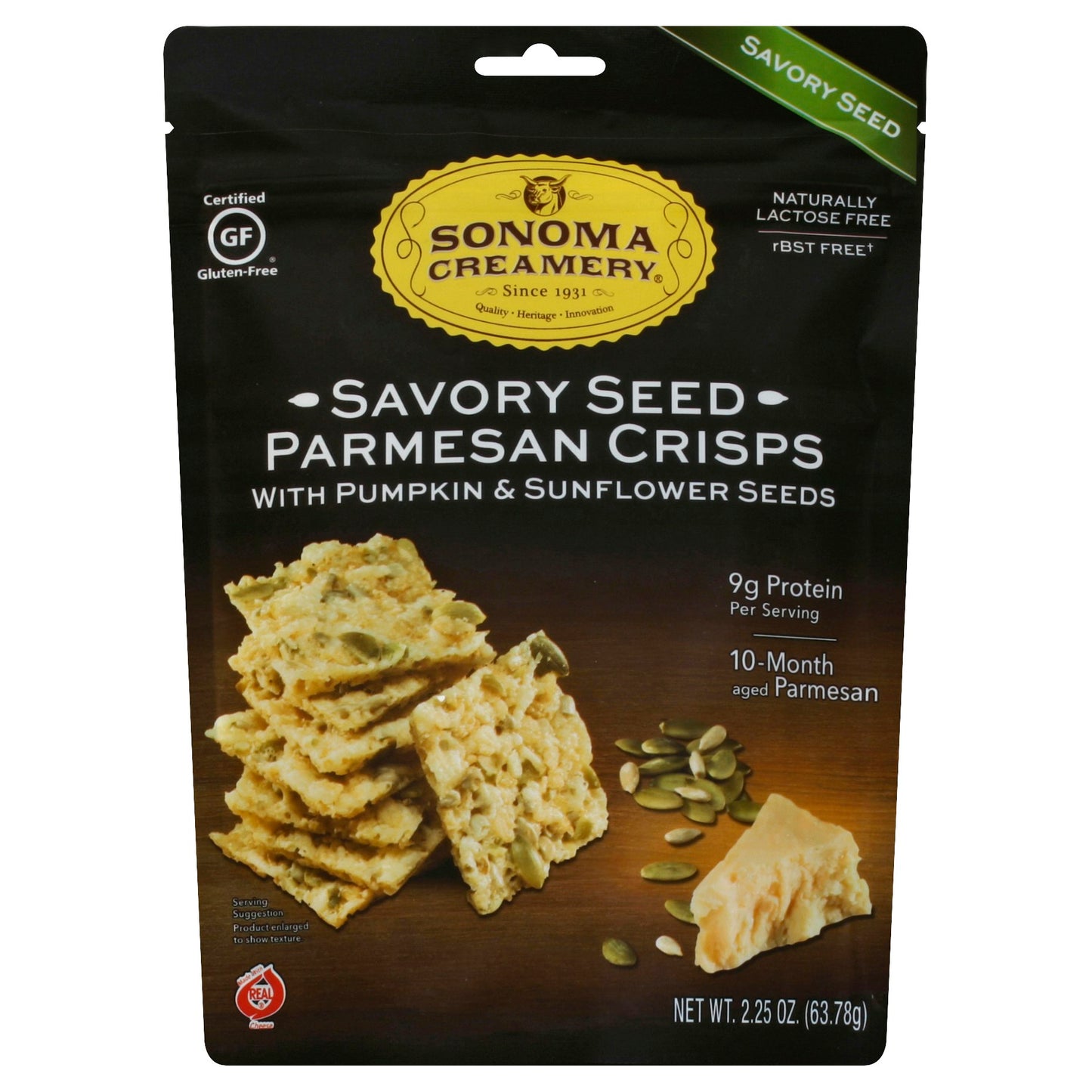 Sonoma Creamery Cheese Snacks Savory Seed Parmesan Crisps With Pumpkin & Sunflower 2.25 Oz Pack of 12