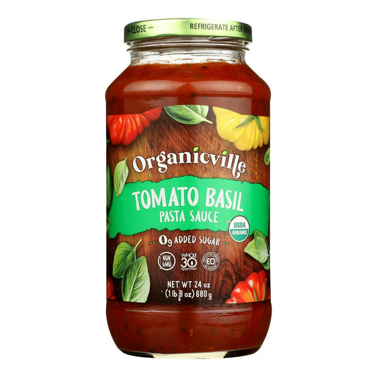 Organicville - Pasta Sauce Tomatoato Basil Whole 24 oz (Pack of 6)