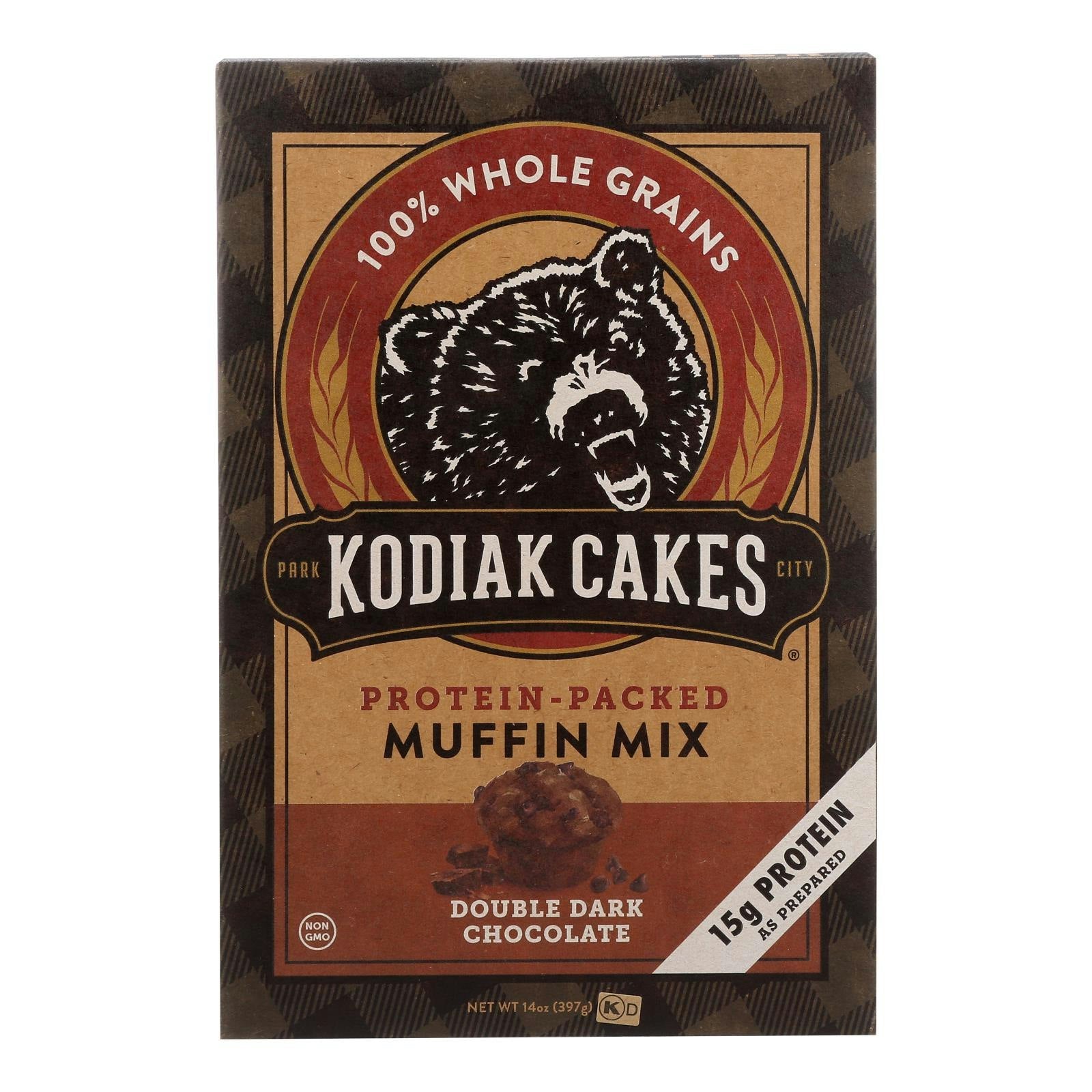 Kodiak Cakes Power Bake Double Dark Chocolate Protein Packed Muffin Mix 14 oz (Pack of 6)