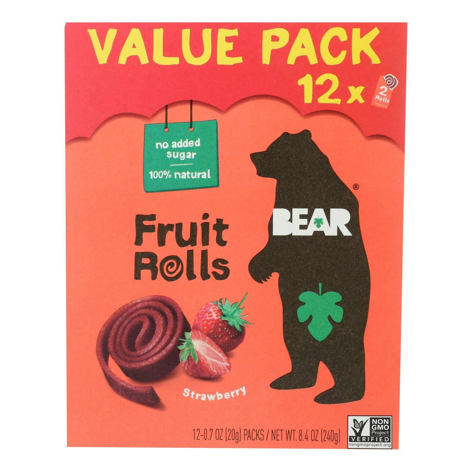 Bear - Fruit Rolls Strawberry 12 (Pack 8.5 oz (Pack of 5)