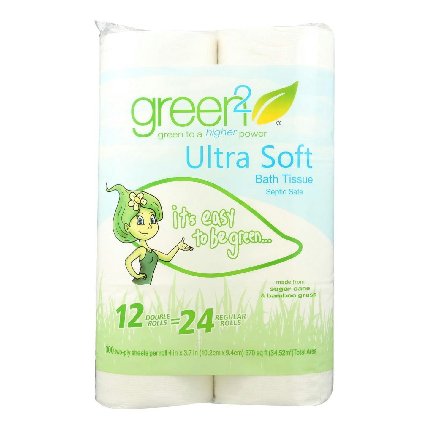 Green 2 Ultra Soft Bath Tissue 12 Count (Pack of 8)