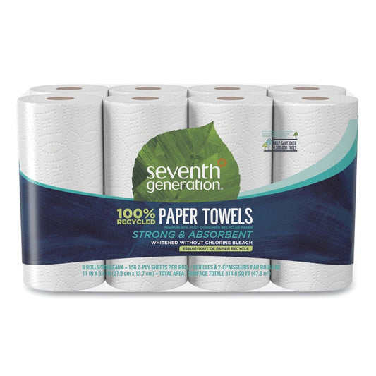 Seventh Generation 100% Recycled Paper Kitchen Towel Rolls 2ply 4 rolls per pack (Pack of 8)