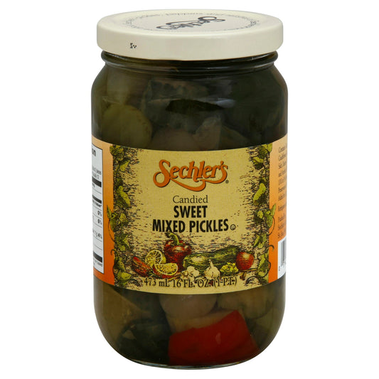 Sechlers Pickle Candied Sweet Mixed 16 oz (Pack of 6)