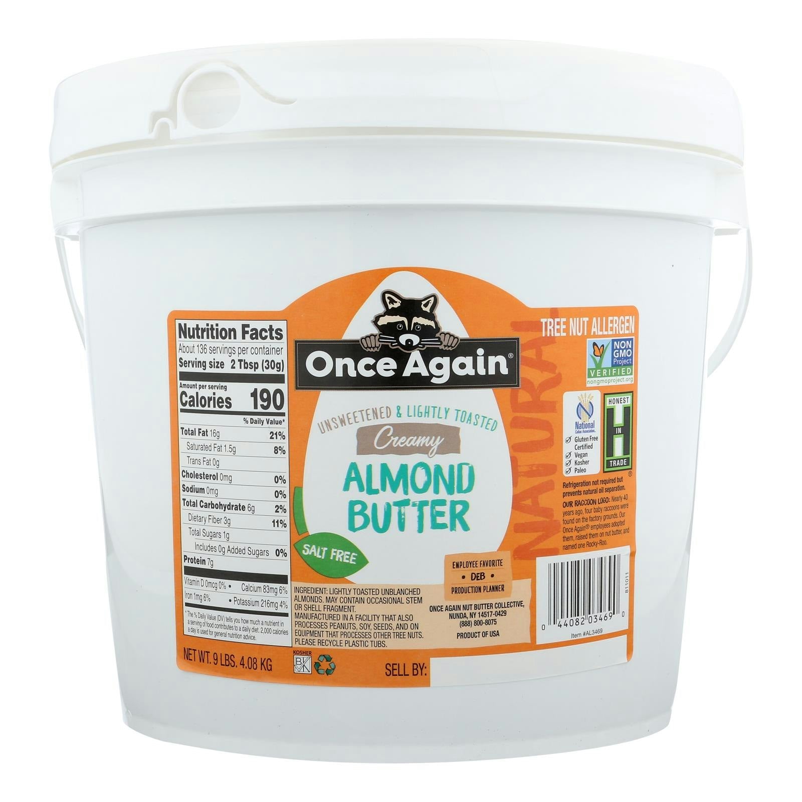 Once Again - Natural Butter Smooth Almond - 9 lb