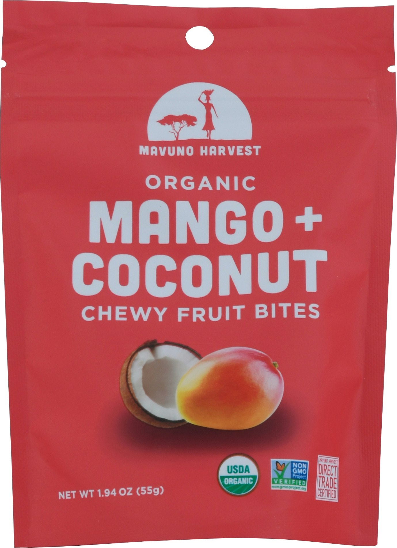 Mavuno Harvest Bites Fruit Mango Coconut 1.94 Oz Pack of 8