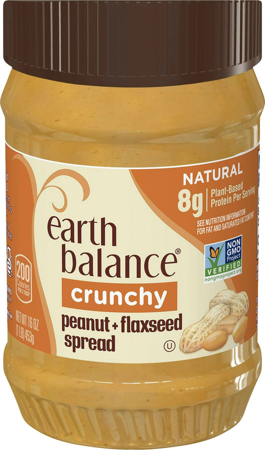 Earth Balance Peanut Butter Crunchy Natural 16 Oz Pack of 12